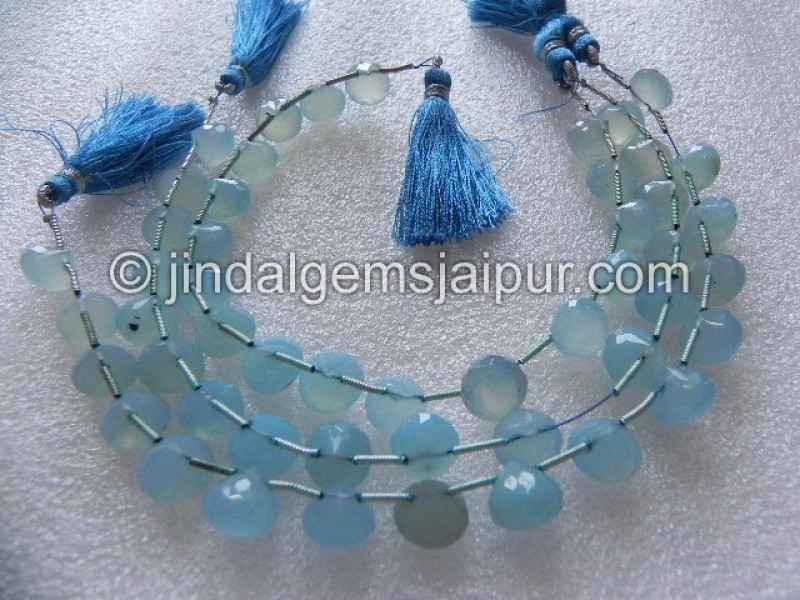 Aqua Blue Chalsydony Faceted Onion Shape Beads